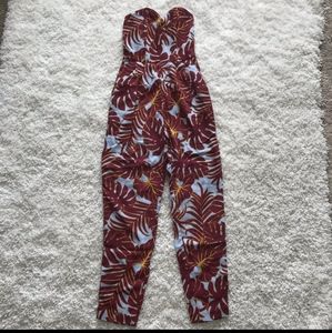 H&M tropical strapless jumpsuit size 2